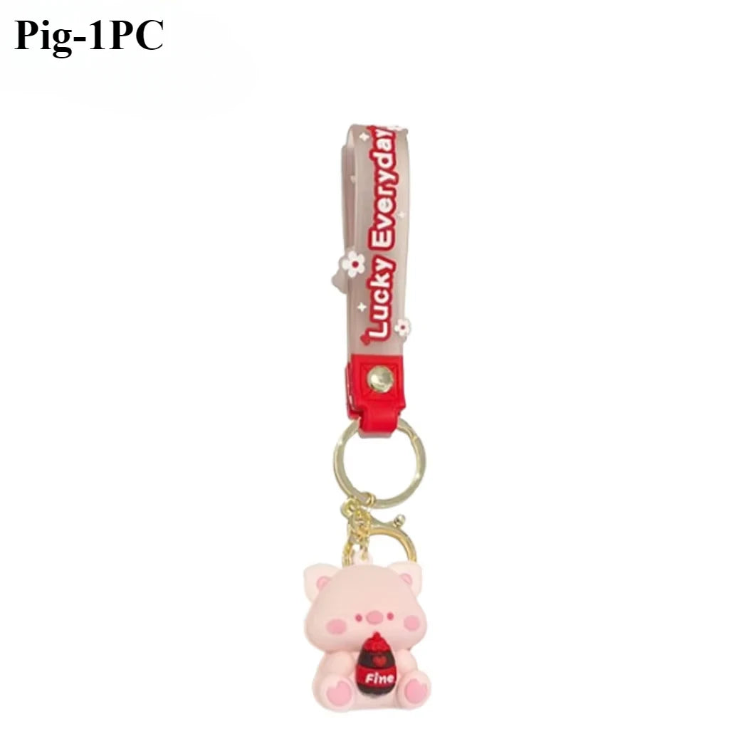 Luck Drinks PVC Cartoon Keychain | Cute Bag Charm & Gift