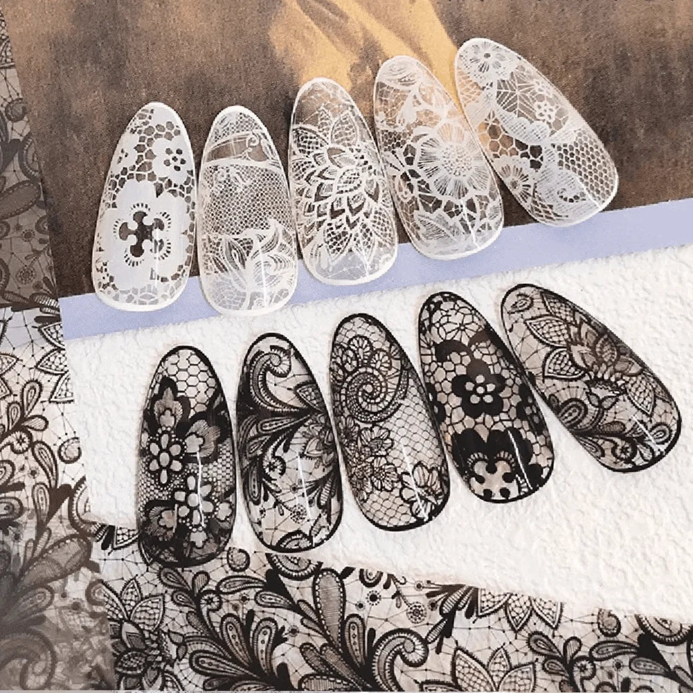 10-Roll Lace Nail Transfer Foils | DIY Nail Art Stickers Set