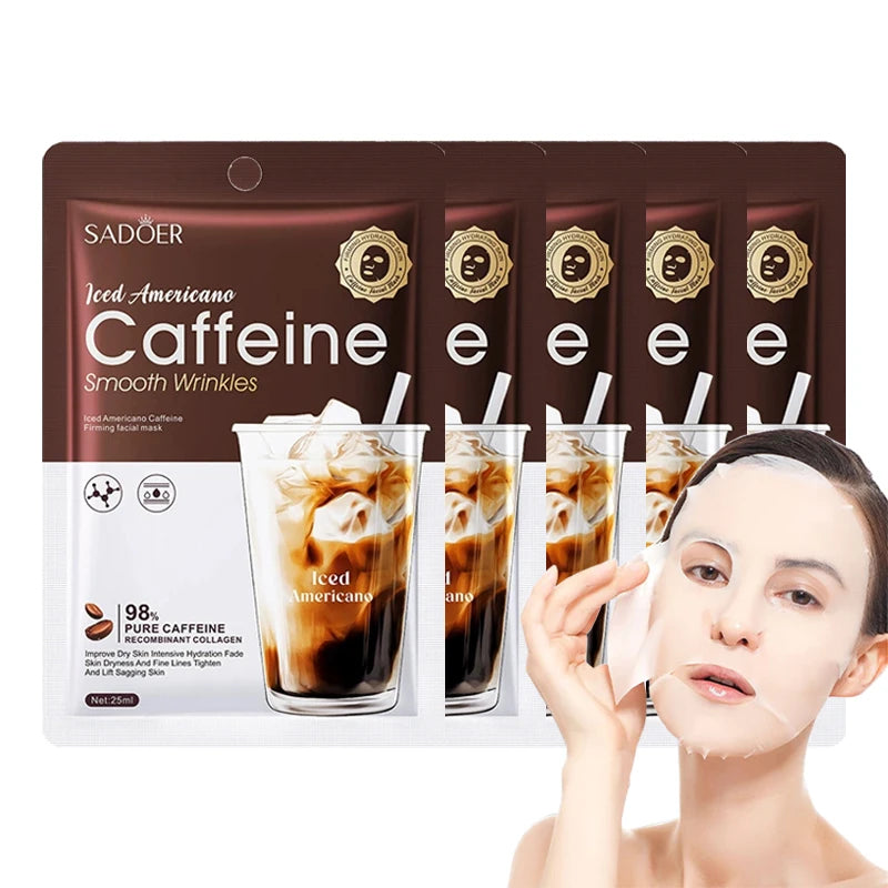 SADOER Caffeine Anti-Aging Face Sheet Mask – 10pc Hydrating Set