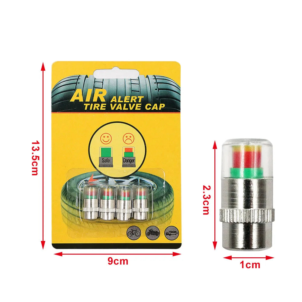 Tire Pressure Valve Stem Caps – 3-Color Alert, 4 or 8 Pack