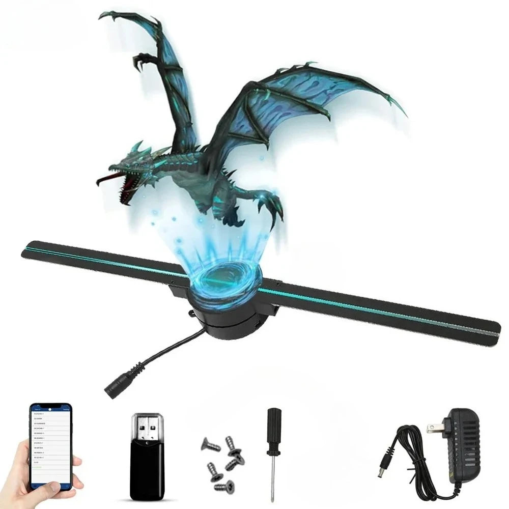 42cm 3D Holographic Fan Projector | WiFi LED DIY Logo Display