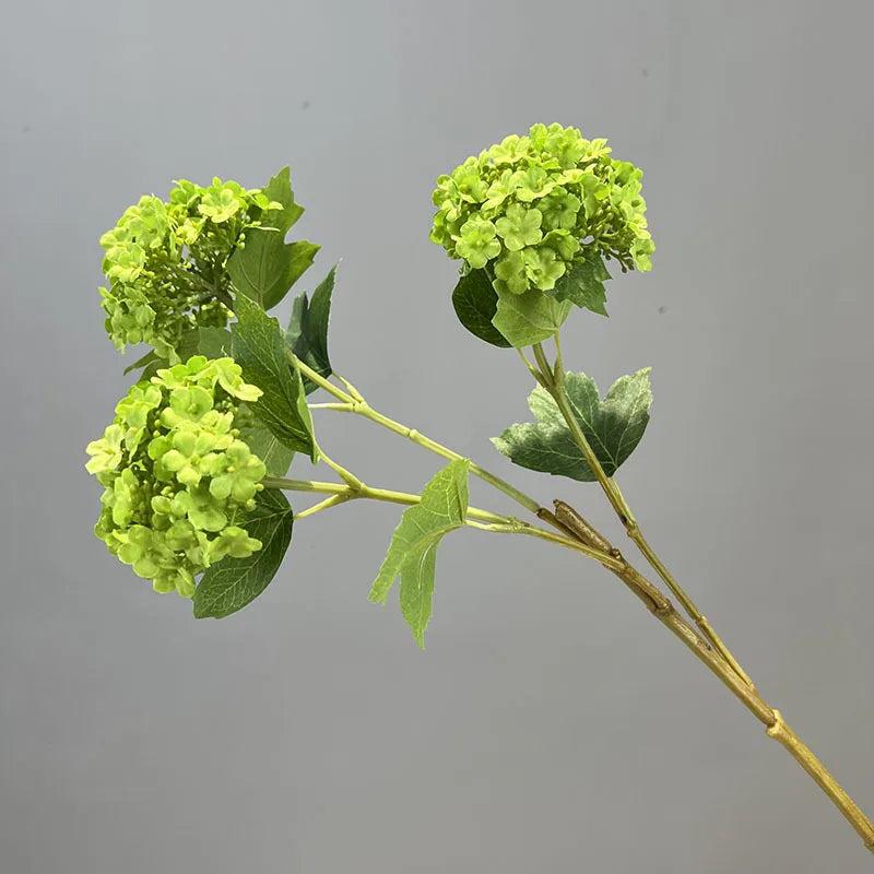 Silk Hydrangea Artificial Flower Branch | White & Blue Snowball