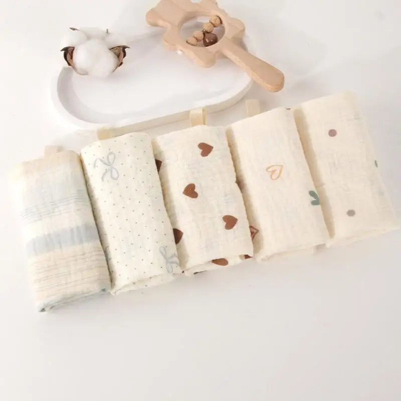 Baby Washcloths 5-Pack | 4-Layer Soft Cotton Muslin Towels
