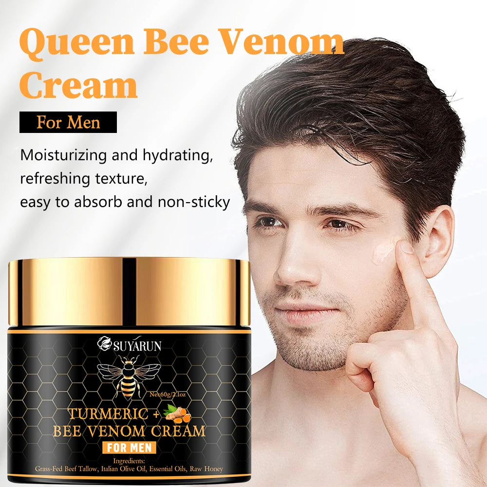 SUYARUN Bee Venom for Men Anti-aging Cream moisturizes, tightens, reduces wrinkles, glycerin and bee venom, moisturizes skin. Peaceful Pleasures Health and Wellness