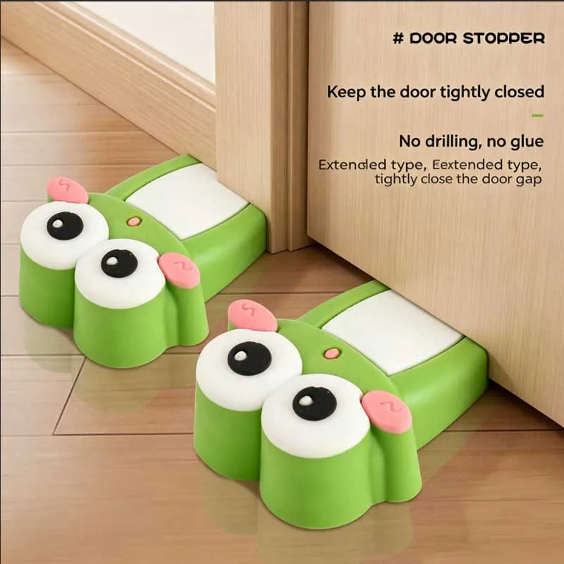 Cute Frog Non Perforated Door Stopper Barrier Storage Box Can Protect