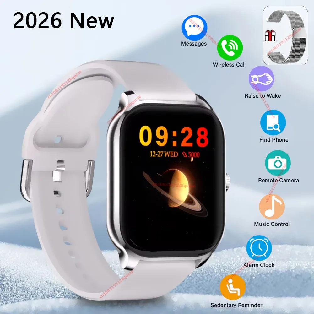 H9 Smart Watch Men Women Sports Fitness Tracker 2.01 HD Screen Bluetooth Talking Blood Pressure Smart Watch For Android IOS Ma27 Peaceful Pleasures Health and Wellness Silver Milan