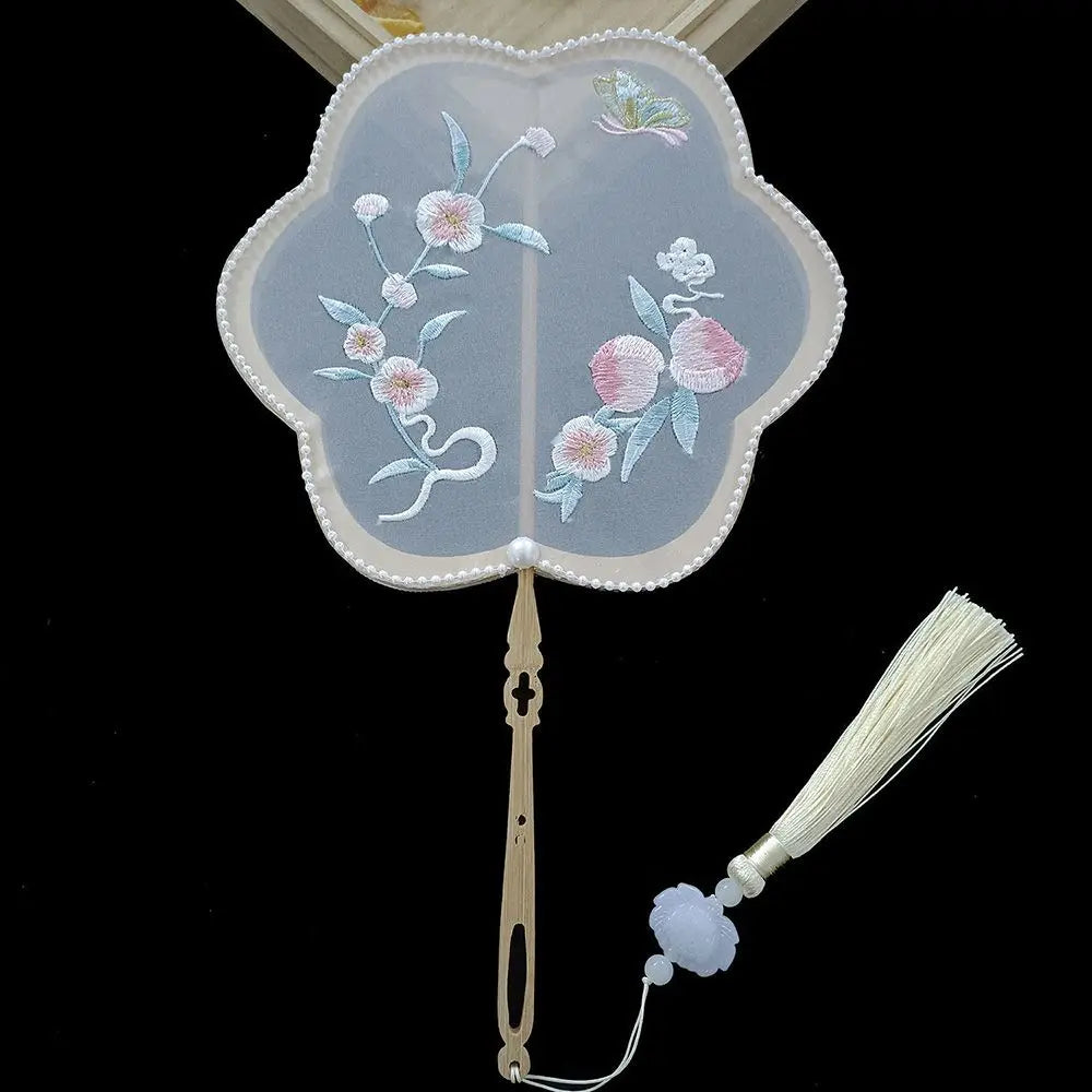 Hanfu Dancing Hand Fan – Bamboo Embroidery Decor & Photo Prop