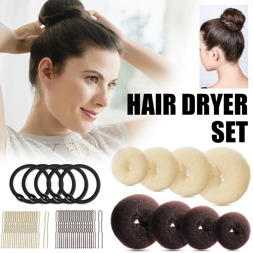 Donut Hair Bun Maker Set – Donuts, Elastic Bands & Pins