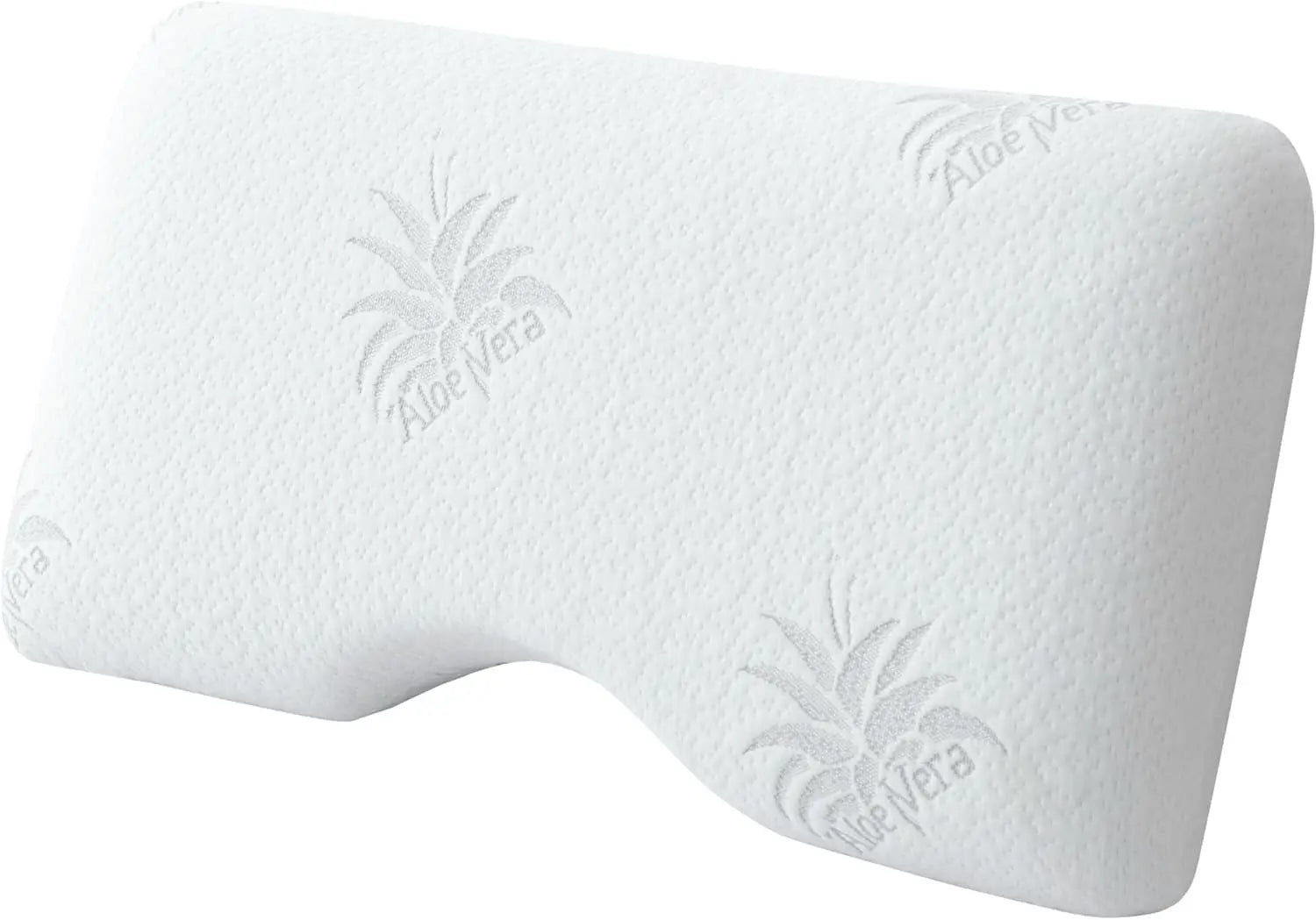 White pillow with 'Aloe Vera' branding on a white background