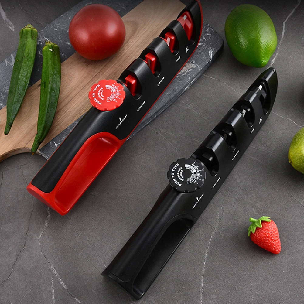 4-Stage Ceramic Pull-Through Multipurpose Knives Sharpener Manual Adjustables Angle Sharpener With Non Slip Grip For Kitchen ﻿ Peaceful Pleasures Health and Wellness