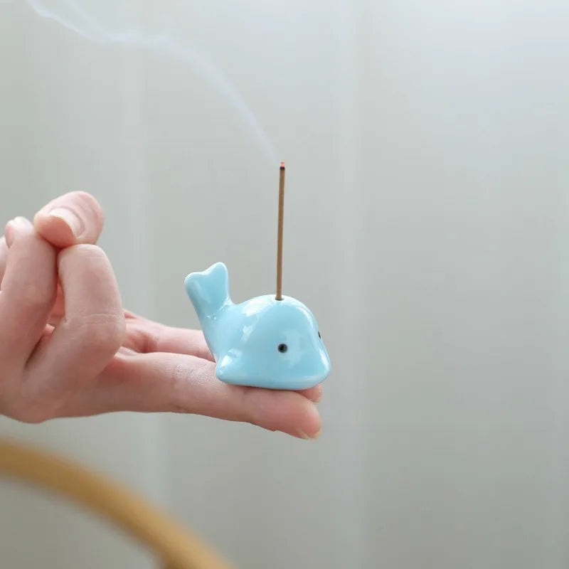 Creative Cute Small Whale Incense Burner Sandalwood Stick Incense Holder Aroma Censer Indoor Tea House Ornaments Home Decor Peaceful Pleasures Health and Wellness