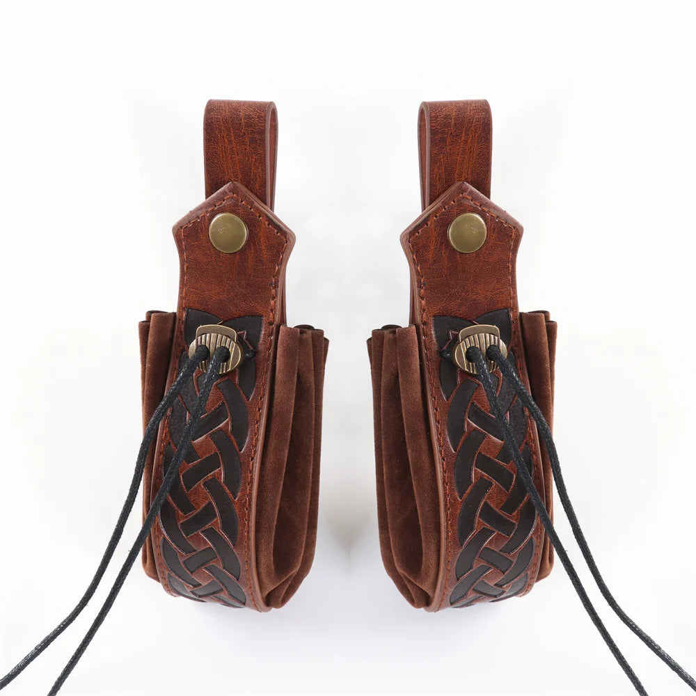 Medieval Viking Mini Bag Renaissance Leather Drawstring Belt Coins