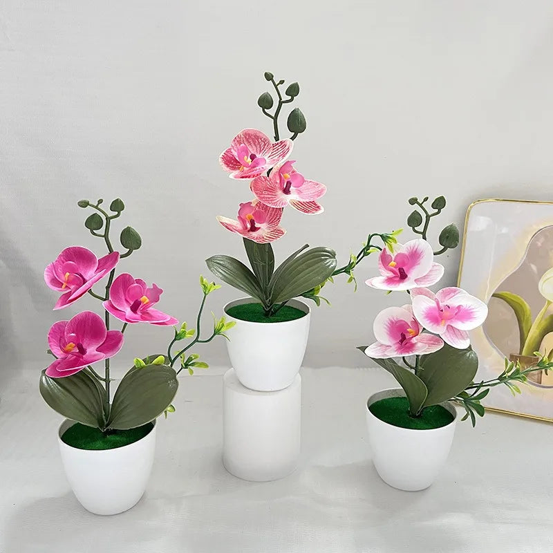 Silk Butterfly Orchid Artificial Plant | Desktop Potted Decor