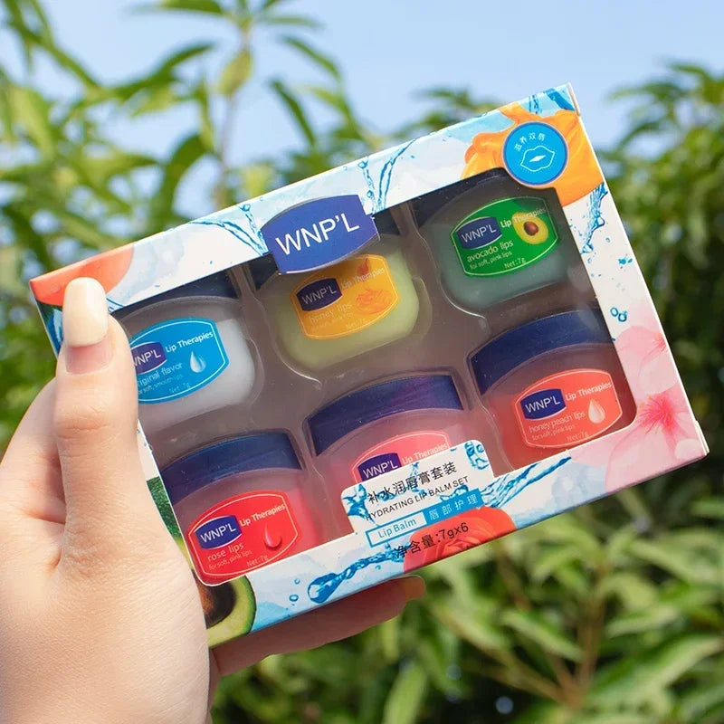 Natural Moisturizing Lip Mask & Balm Gift Set Peaceful Pleasures Health and Wellness 6 color box set