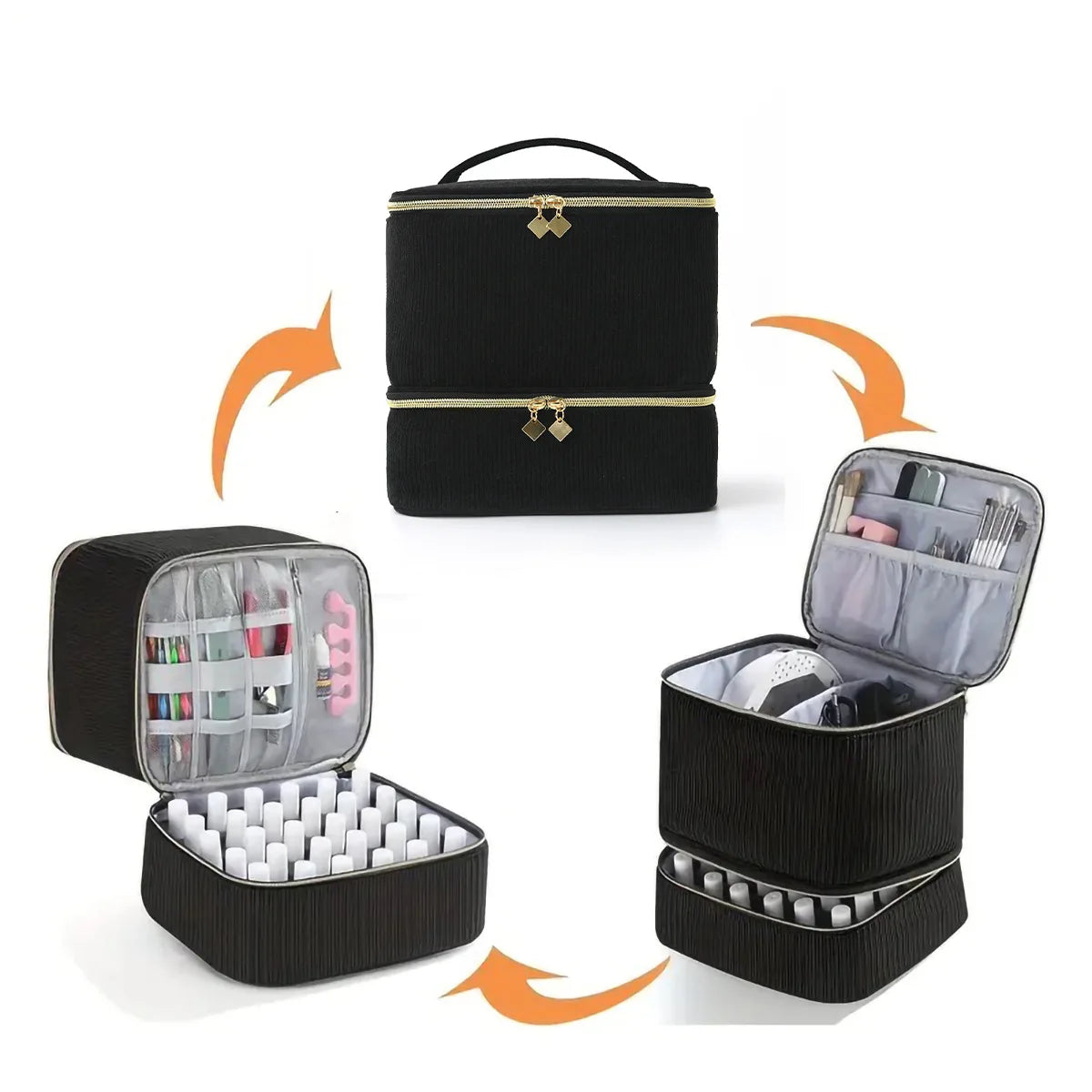 Nail Polish Organizer – 30-Bottle Double Layer Storage Bag