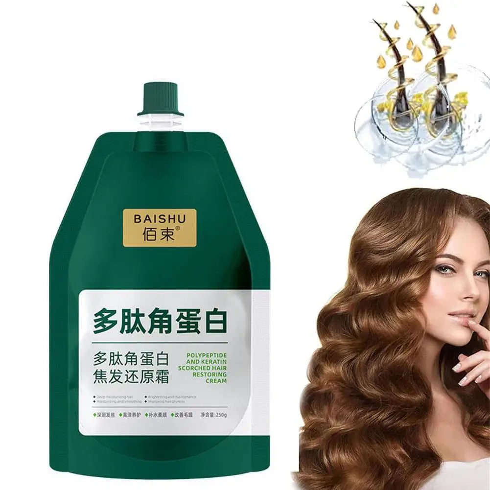 Keratin Polypeptide Hair Repair Cream 250ml – Deep Nourishing Scalp Treatment & Hair Mask for Dry & Damaged Hair Peaceful Pleasures Health and Wellness 250g X3