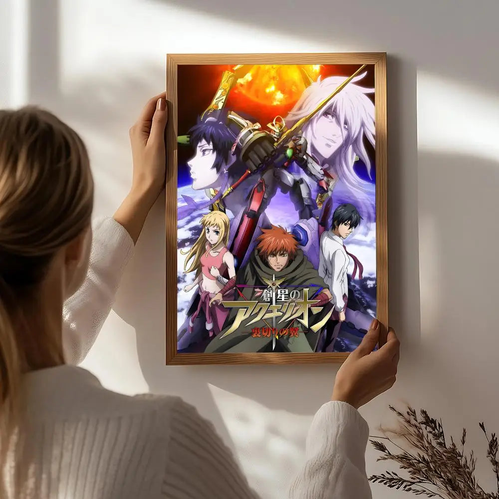 Anime G-Genesis of Aquarion Poster HD Self Adhesive Waterproof Wall Art Ideal for Home Office Dorm Bedroom Great Gift Peaceful Pleasures Health and Wellness White1 15X20cmNoframe