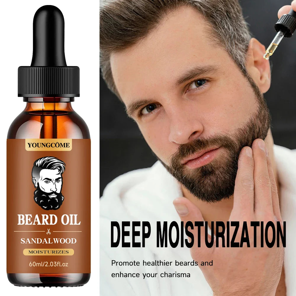 YOUNGCOME Beard Growth Oil & Sandalwood Balm | Argan Oil Kit