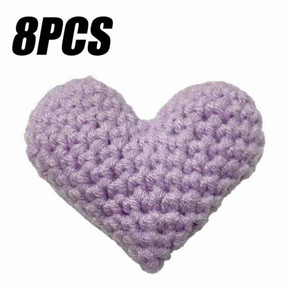 Handmade Crochet Heart Appliques 8 Pcs | Wool DIY Craft Hearts