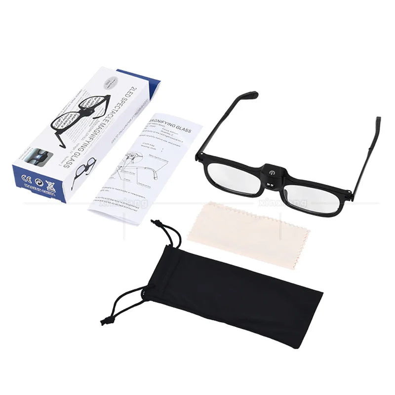2 Led Lights, Glasses Style Magnifying Glass, Metal Coated Plastic Frame, Elderly Reading Glasses, Reading Glasses Peaceful Pleasures Health and Wellness