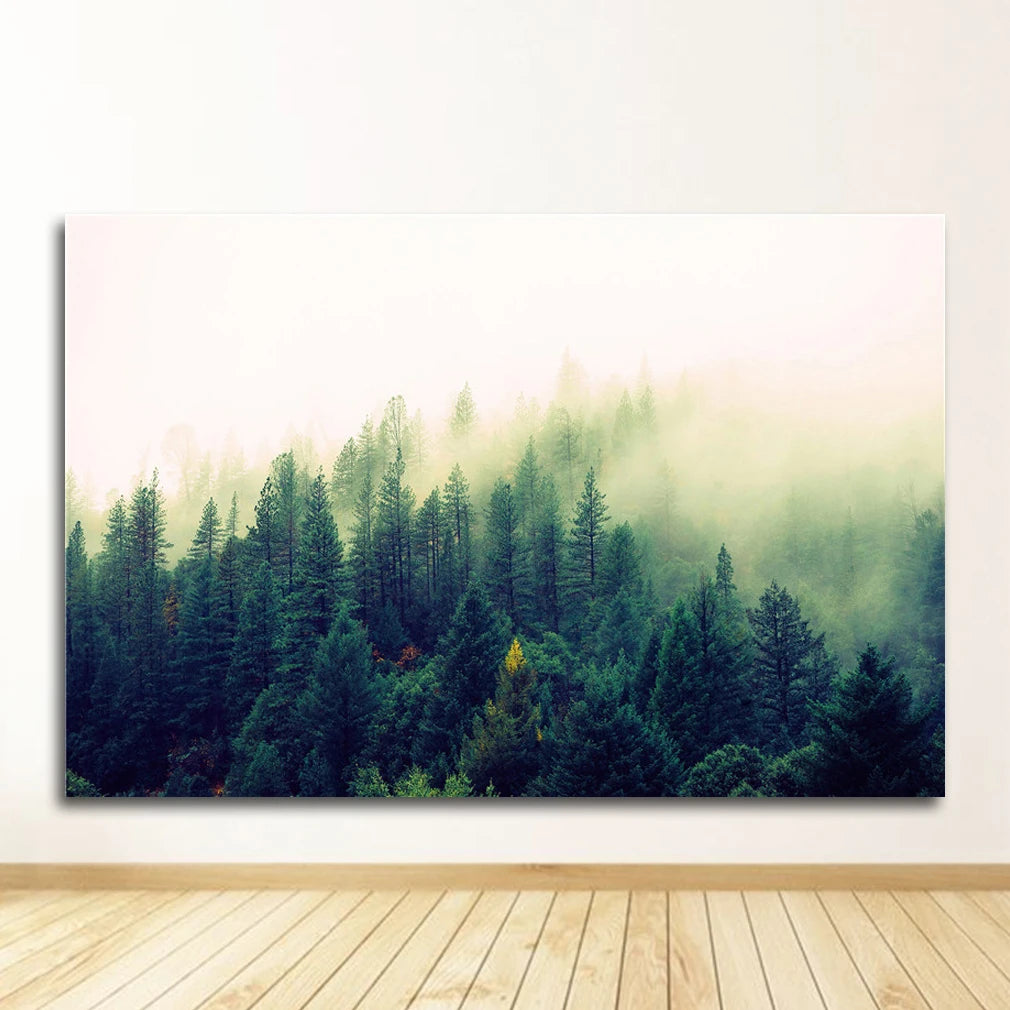 Posters And Prints Wall Pictures For Living Room Decor Green Forest Leaves Fog Mountain Quotes Art Canvas Painting Nordic Peaceful Pleasures Health and Wellness 5 50x70cm Unframed