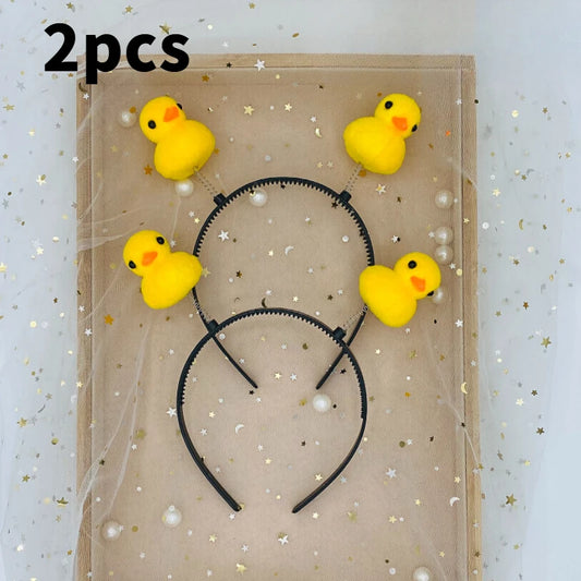 2pcs Yellow Duck Hair Clips - Cute Plastic Duckling Headbands with Black Elastic Bands, Peaceful Pleasures Health and Wellness