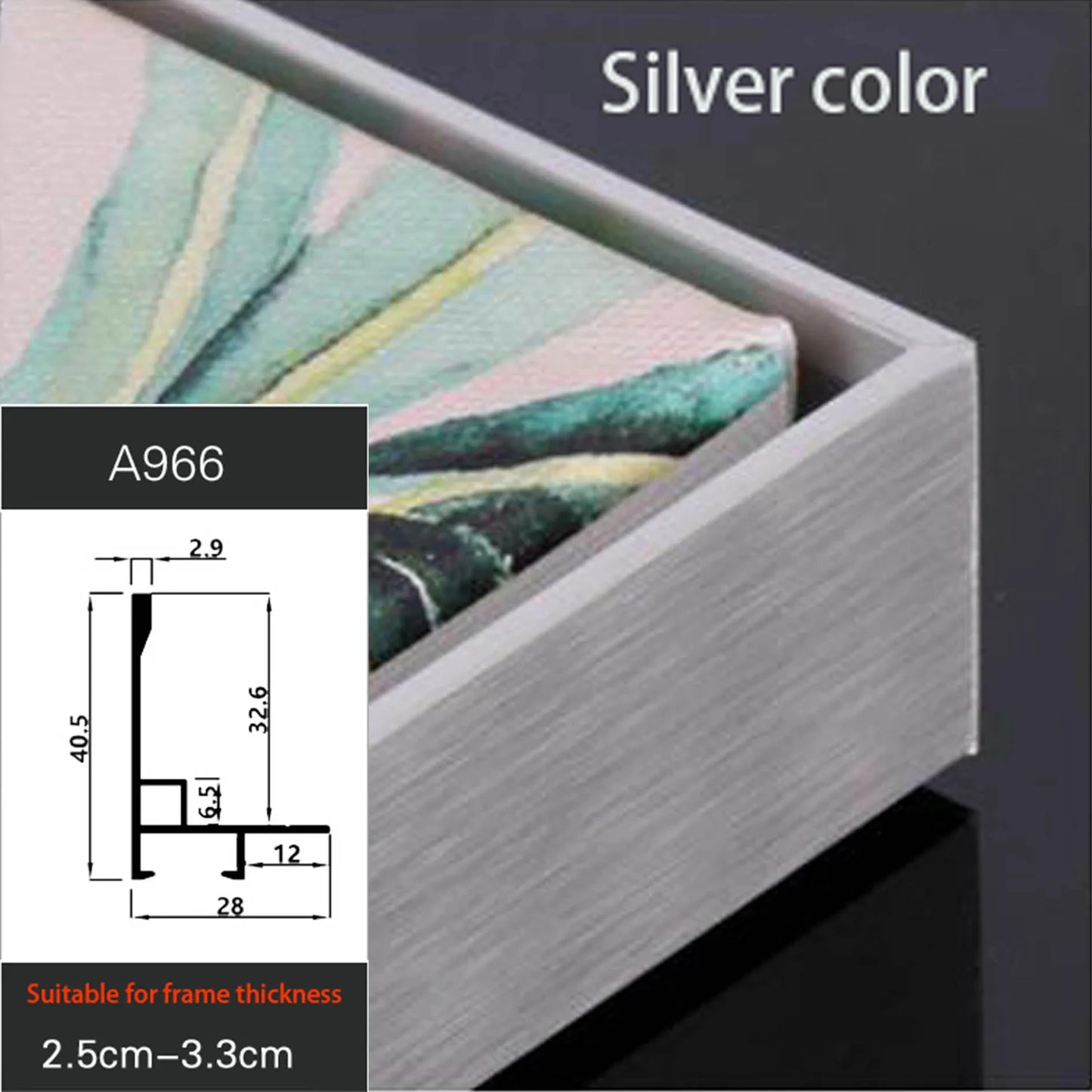 Customized Aluminum Alloy Frame for Paintings, Canvas Picture Frame, DIY, Modern, Grand Format, All Kinds of Size Peaceful Pleasures Health and Wellness A966 silvery customized 4 China Mainland