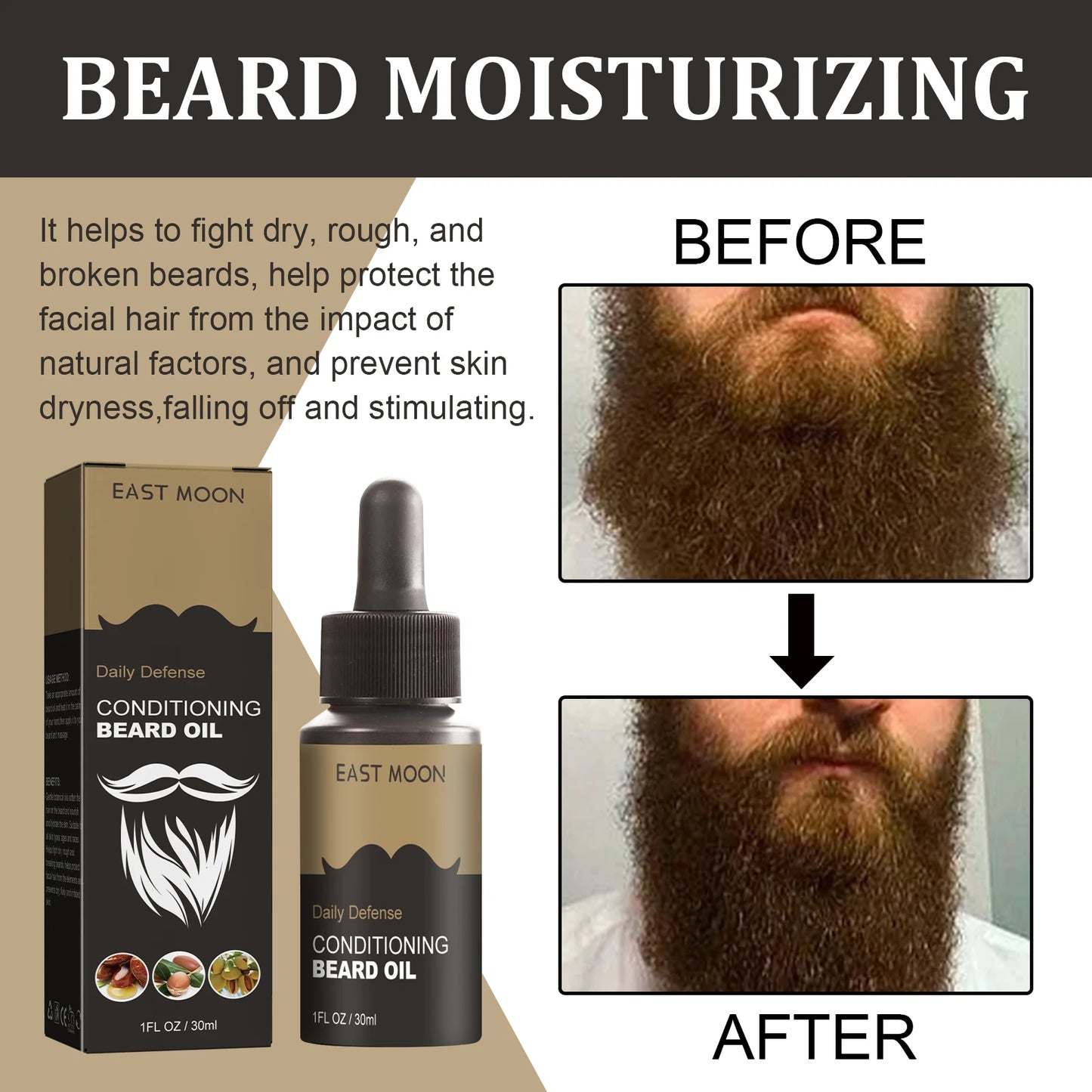 East Moon Beard Growth Oil 30ml – Nourishing Beard Care Serum