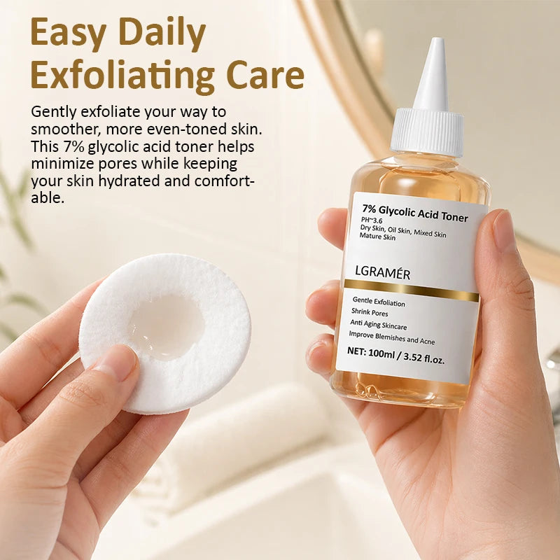 7% Glycolic Acid Exfoliating Toner,Exfoliating Facial Toner,Pore Minimizing Toner,Smooth Skin, Even Tone,Hydrating Formula 100ml Peaceful Pleasures Health and Wellness