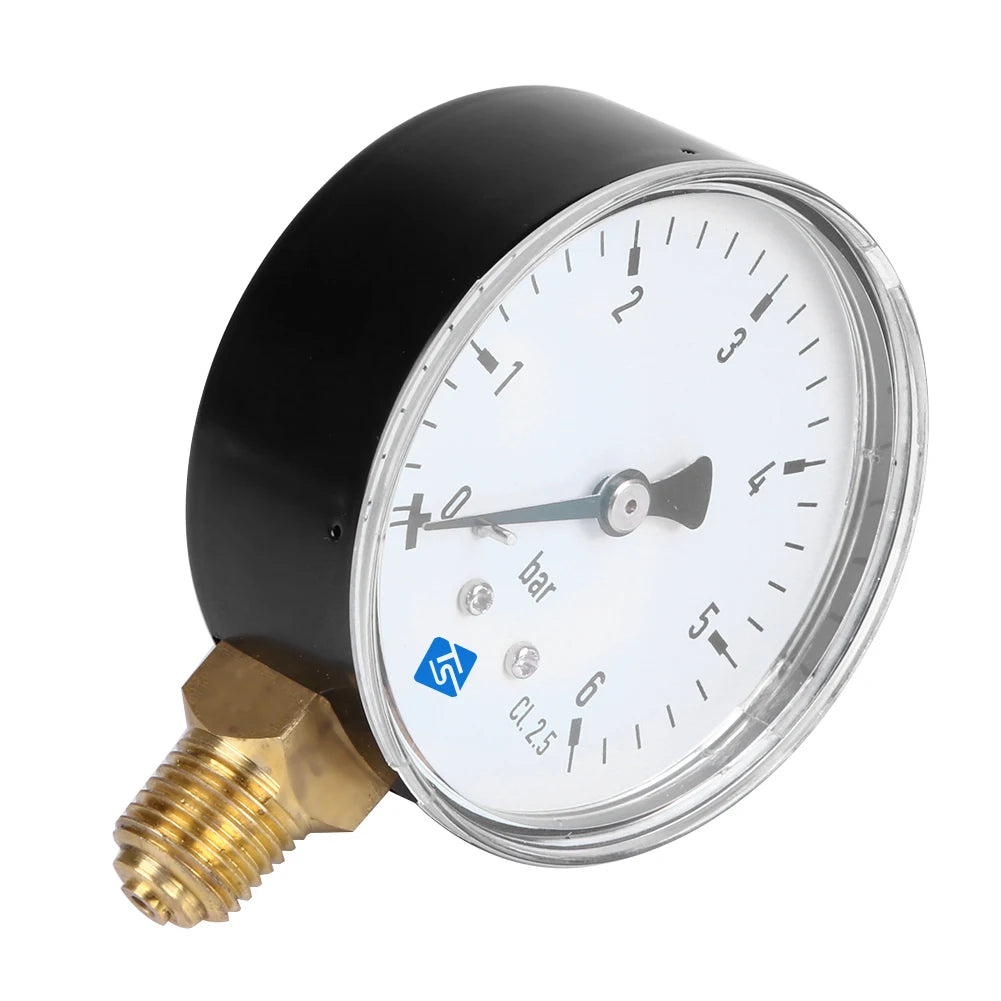 6 Bar Pressure Gauge 2.3" Face | Air Water Oil Gas Manometer