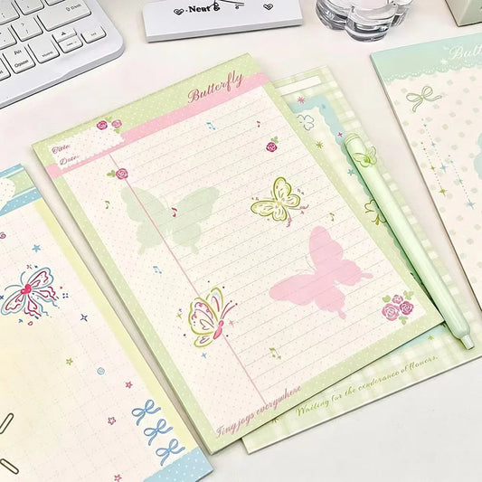 Colorful Butterfly Ins A5 Notebook Pink Green Gradient Rose Fragrant Peaceful Pleasures Health and Wellness