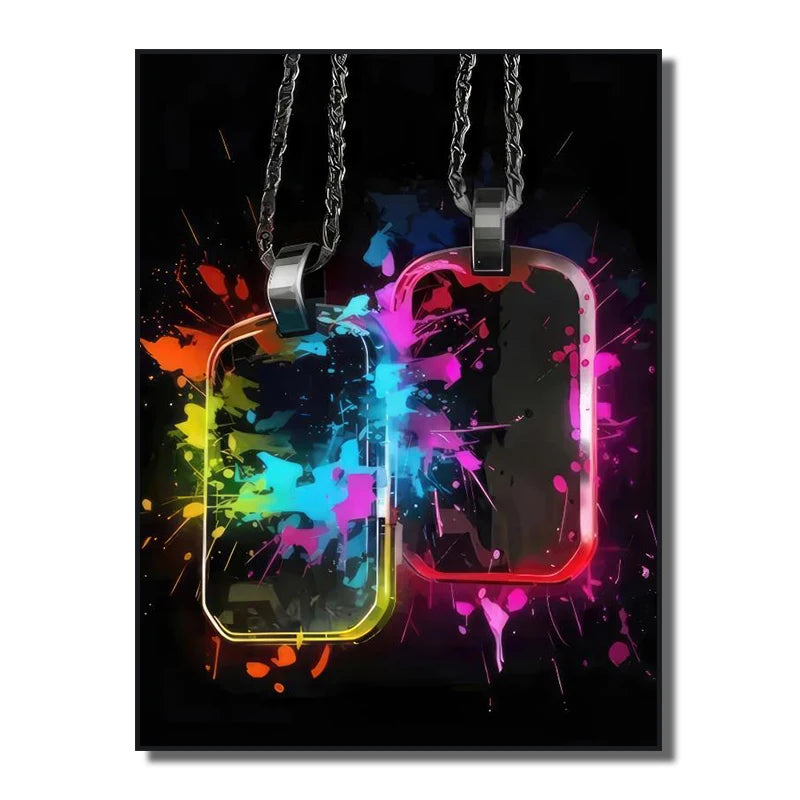 Neon Red Video Game Character Canvas Wall Art | Unframed Poster