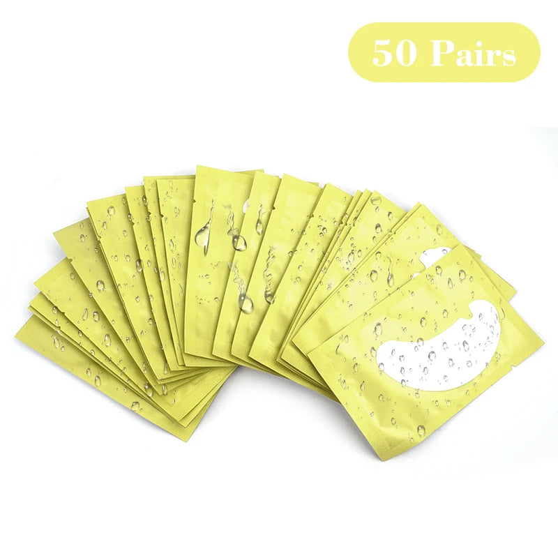 50 Pairs Hydrogel Eye Pads for Eyelash Extensions – U-Shape Gel Eyelash Extension Pads Peaceful Pleasures Health and Wellness 50PCS Gold