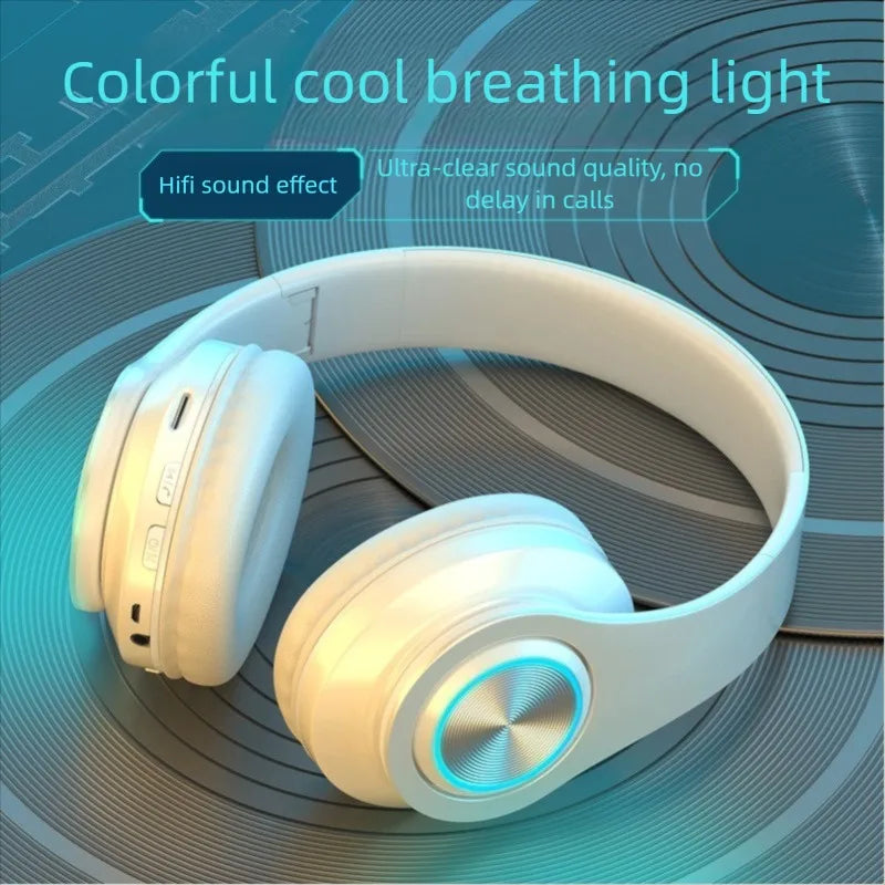 B39 Bluetooth Headphones RGB Lighting Noise Cancellation Foldable Headsets Over Ear Stereo HIFI Sports Headset TF Music Player Peaceful Pleasures Health and Wellness