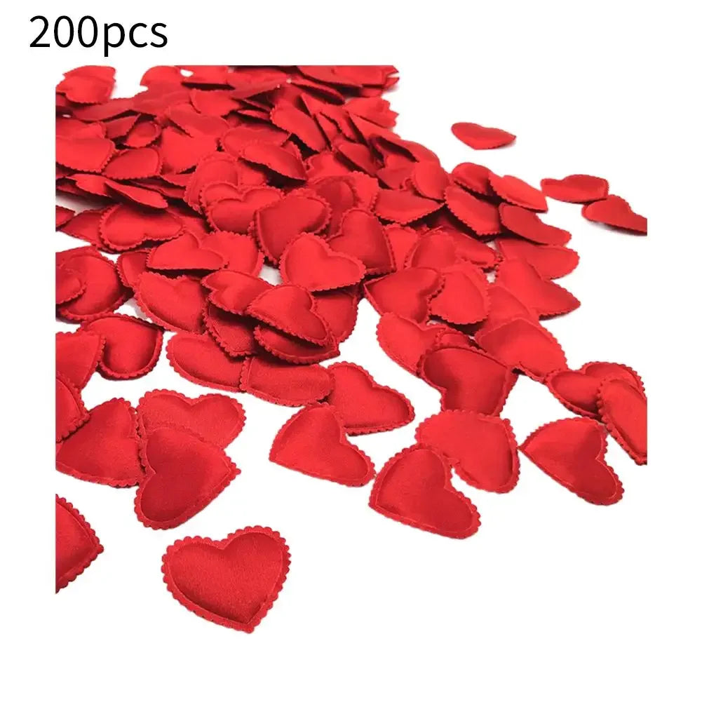Romantic Red Heart Petals 200Pcs Reusable Fabric Love Heart Confetti For Valentine's Day Wedding Ceremony Decoration Peaceful Pleasures Health and Wellness 200pcs