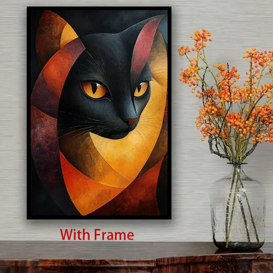 Black Cat Abstract Canvas Art Print | Modern Frameless Wall Decor Canvas Art Print Peaceful Pleasures Health and Wellness