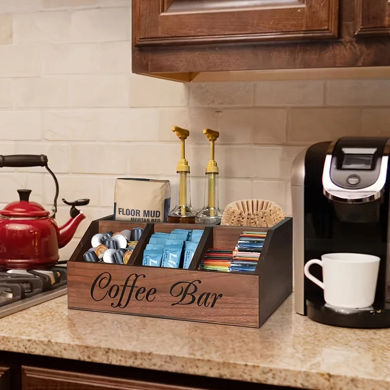 Classic Wooden Coffee Storage Box & Multipurpose Organizer