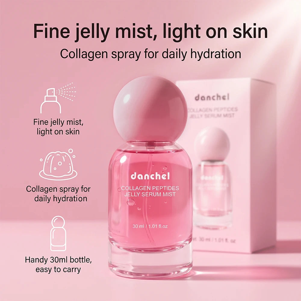 Collagen Peptides Jelly Serum Mist Korean Skin Care Hydrating Face Spray Anti Aging Plumping Firming Sprayable Hydrogel Travel Peaceful Pleasures Health and Wellness