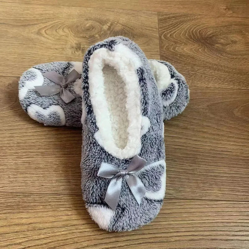 Women's Heart-Shaped Fur Indoor Slippers | Soft EVA Winter House Shoes