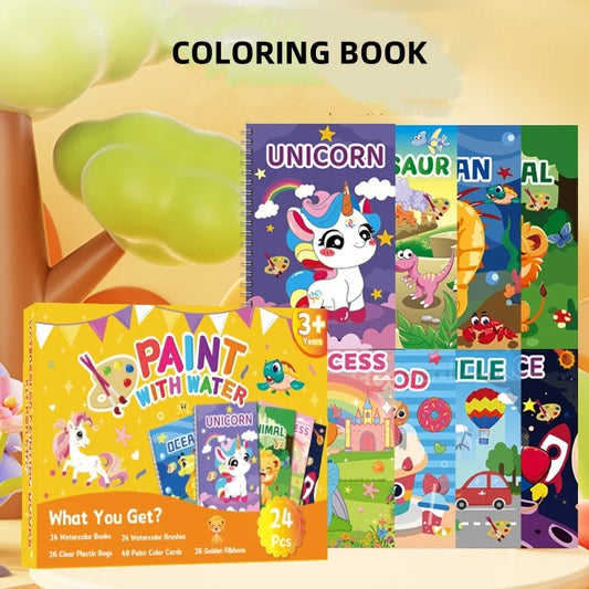 Reusable Watercolor Coloring Book Toddlers Kids Paints Animal Designs Peaceful Pleasures Health and Wellness