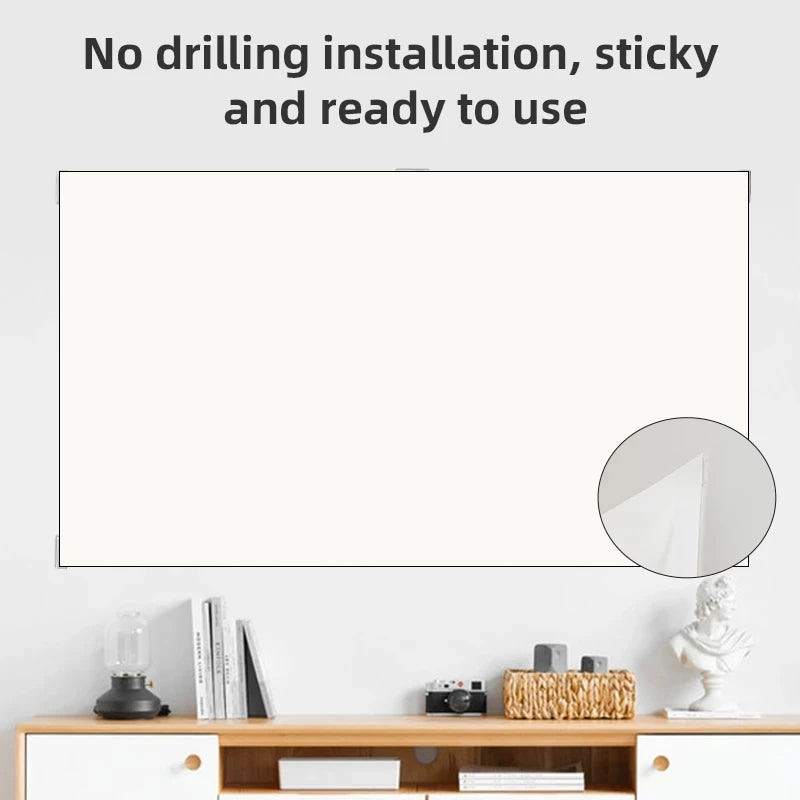 ZHNUWIE Projector Screen White Grid Anti-Light 16:9 Projection Screen For Home 72 84 100 120 133 Inch Portable Reflective Cloth Peaceful Pleasures Health and Wellness