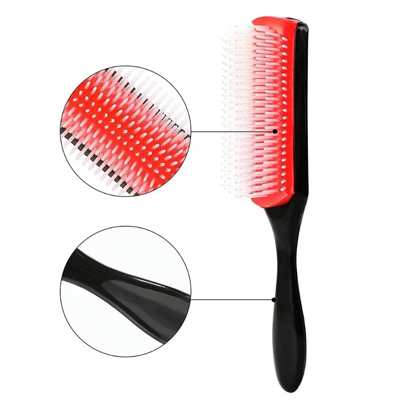 9-Rows Detangling Hair Brush Detangler Hairbrush Scalp Massager Straight Curly Wet Hair Comb for Women Men Home Salon Peaceful Pleasures Health and Wellness