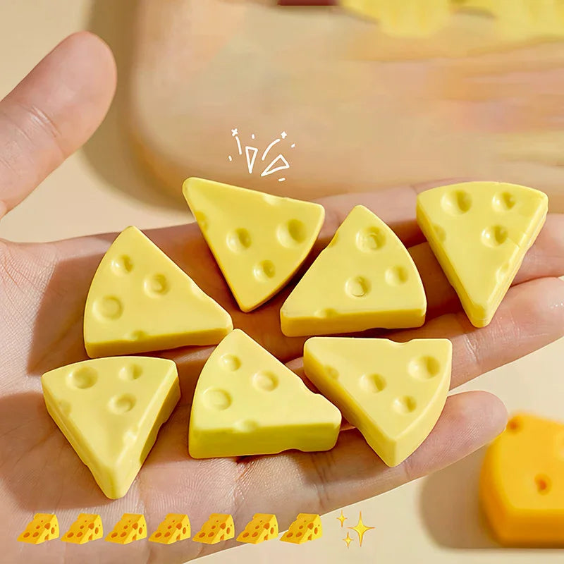 Cheese Shaped Novelty Erasers – 7-Pack Fun Kids Stationery