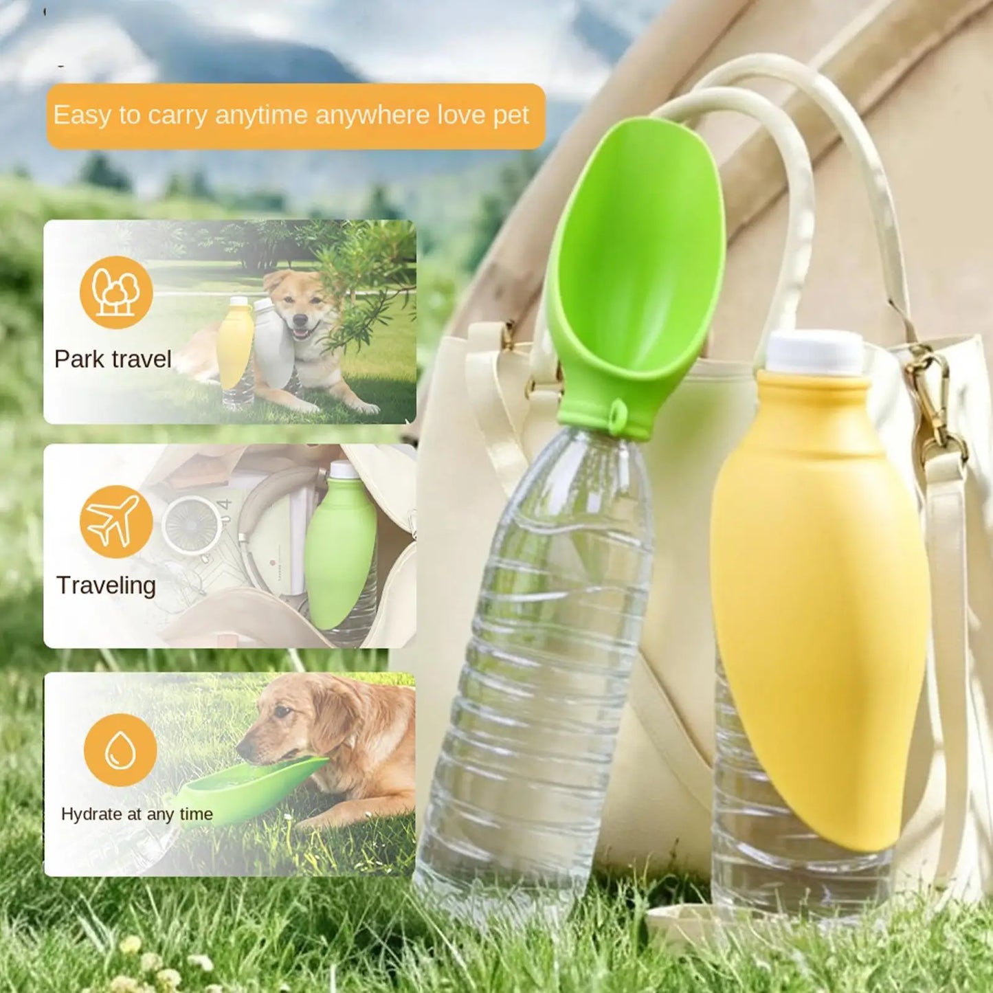 Leakproof Dog Travel Water Bottle | Portable Silicone Bowl