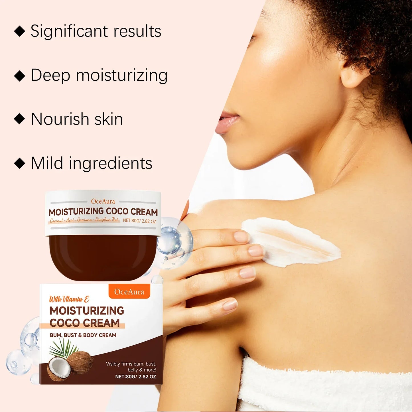 OCEAURA Coconut Oil Body Moisturizing Cream 80g | Firm Skin