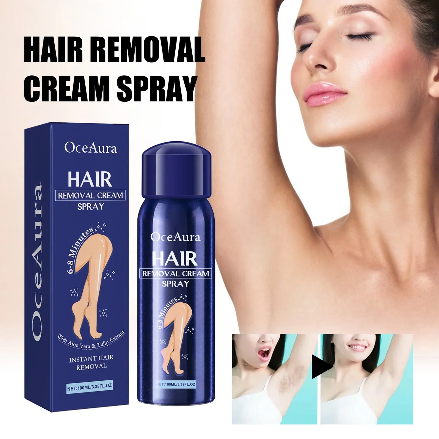 Eelhoe Hair Removal Spray – Aloe Vera, Fast-Acting, 100ml