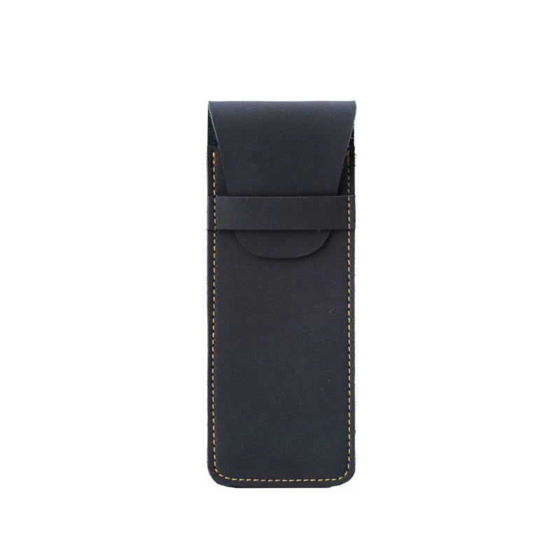 PU Leather Pen Holder Flip Pouch for Fountain Ballpoint Pencil Protective Sleeve Cover for Office College Handmade Case Peaceful Pleasures Health and Wellness Deep blue