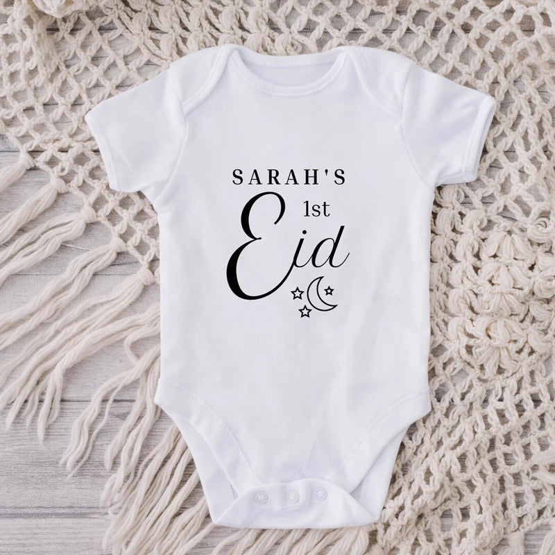 My First Eid Personalized Newborn Bodysuit | Custom Name Baby Gift Personalized Baby Bodysuit Peaceful Pleasures Health and Wellness