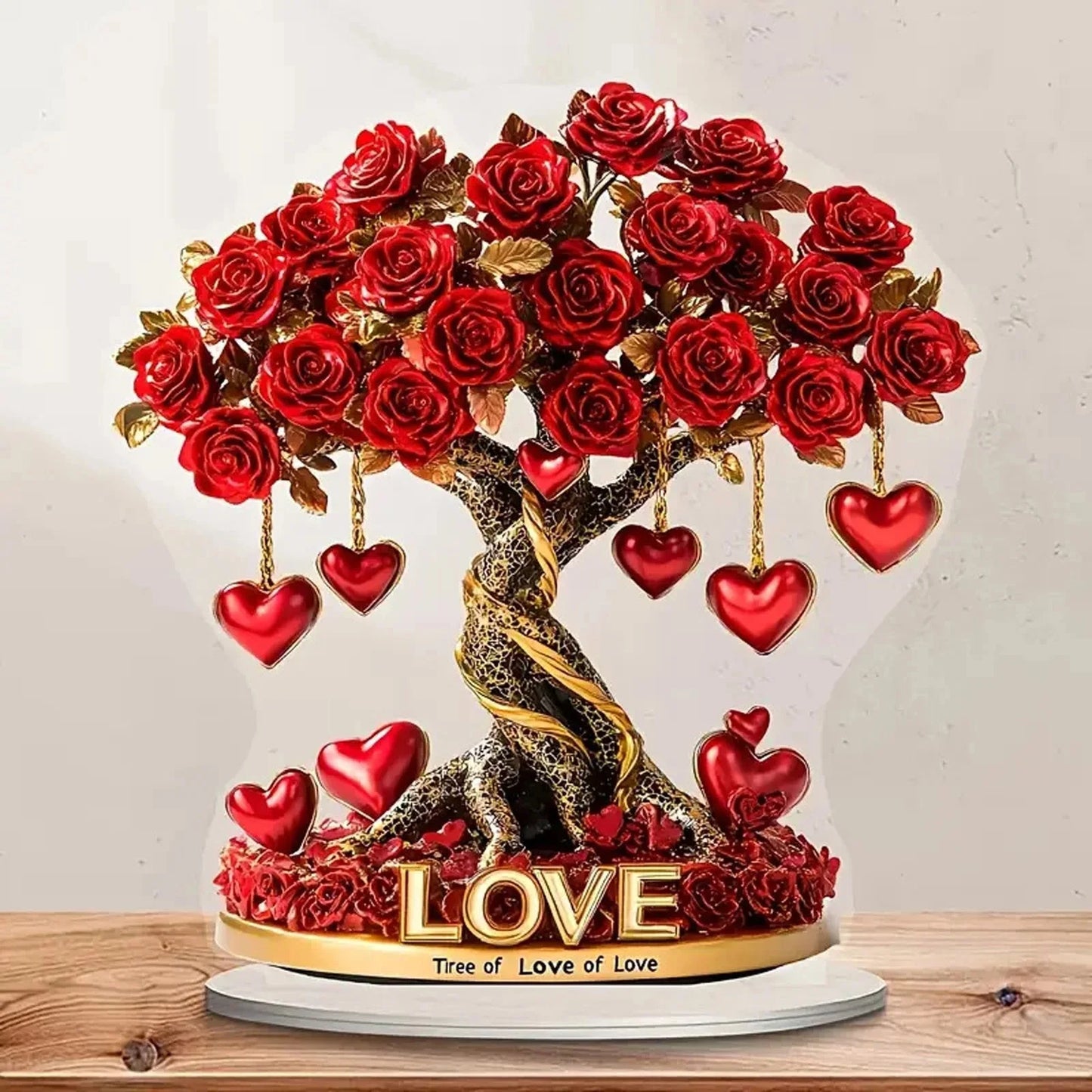 Valentine's Day Rose Heart Tree Acrylic Desktop Decoration