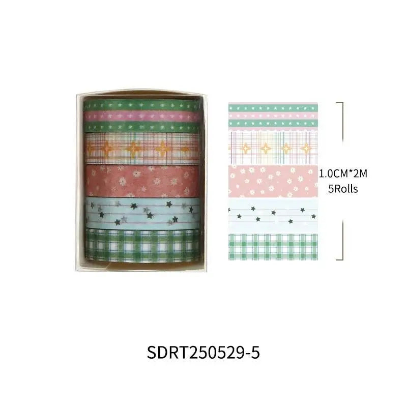 5-Pack Cherry Star Cartoon Washi Tape for Journals & Planners